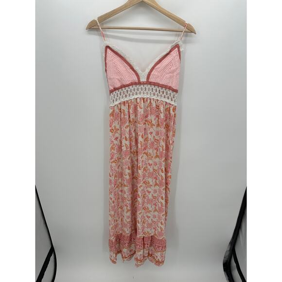 Forever 21 Dresses & Skirts - Forever 21 Womens Boho Maxi Dress Size L Rayon Crotchet Floral Hippie Summer